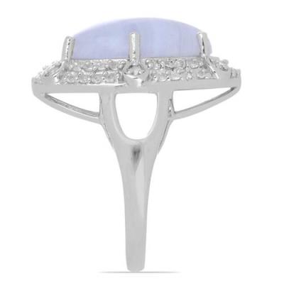 BUY GENUINE BLUE LACE AGATE GEMSTONE BIG STONE RING IN 925 SILVER